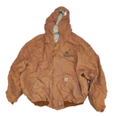 US Made Carhartt Brown Quilted Hooded Jacket - 2XLarge