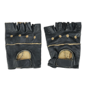 Black Leather Fingerless Gloves - 4XLarge - Film Production Used - Gloves