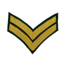 British Army Corporal Gold on Green Rank Patch, Item 2