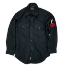 Vintage US Navy Chief Petty Officer Black Utility Shirt - 15.5x33, Medium