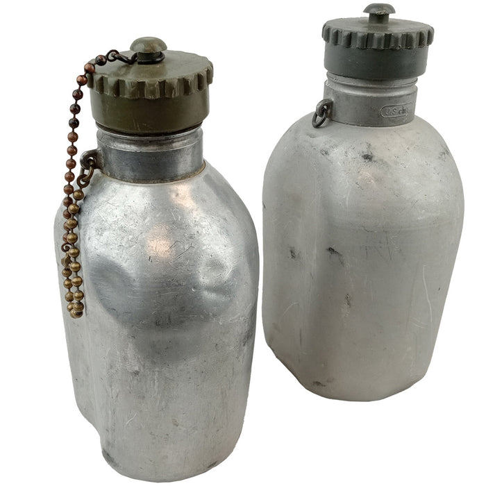 Original Austrian army canteen aluminum flask plastic screw lid military surplus