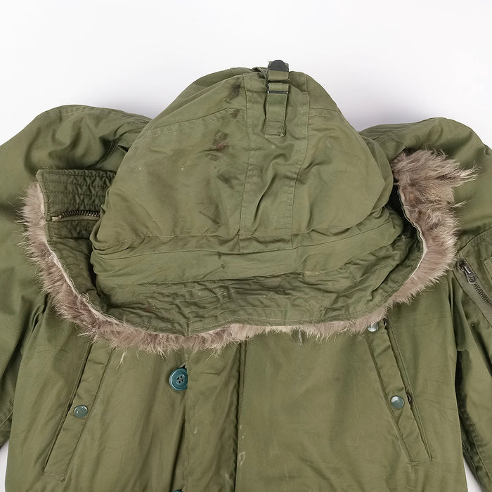 US N-3B OD Jacket with Fur Ruff 1972 - M - US Air Force Surplus - Flight Jackets