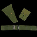 Belgian OD Pistol Belt With Holster - Belgian Army Surplus - Holsters