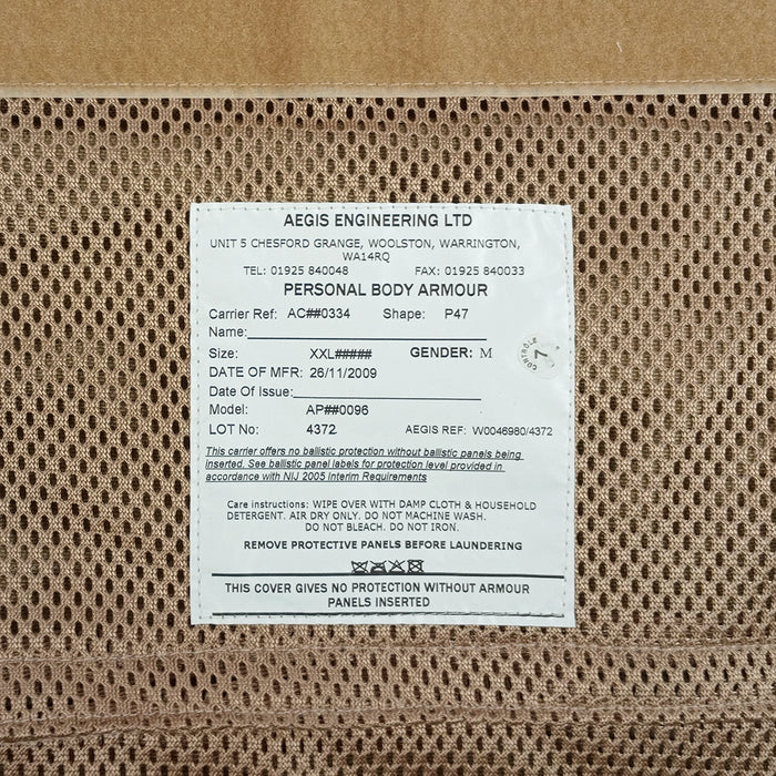 British Aegis Tan Plate Carrier - British Army Surplus - Combat Vests & Rigs
