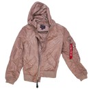 Alpha Industries Pink Women's MA-1 Flight Jacket with Hood - Small - Army & Outdoors - Flight Jackets