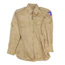 US Army 71st Infantry Division 1950s Khaki Long Sleeve Shirt - Small