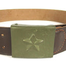 Czech Military Leather Belt - Star Buckle - Czech Army Surplus - Belts