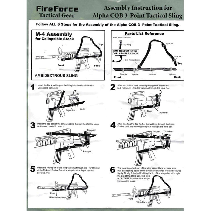 USGI Fire Force Alpha CQB 3 Point Sling