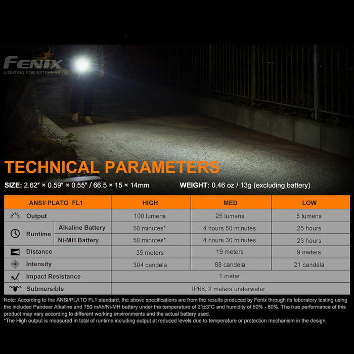 Fenix E01 V2.0 LED Torch - 100 Lumens