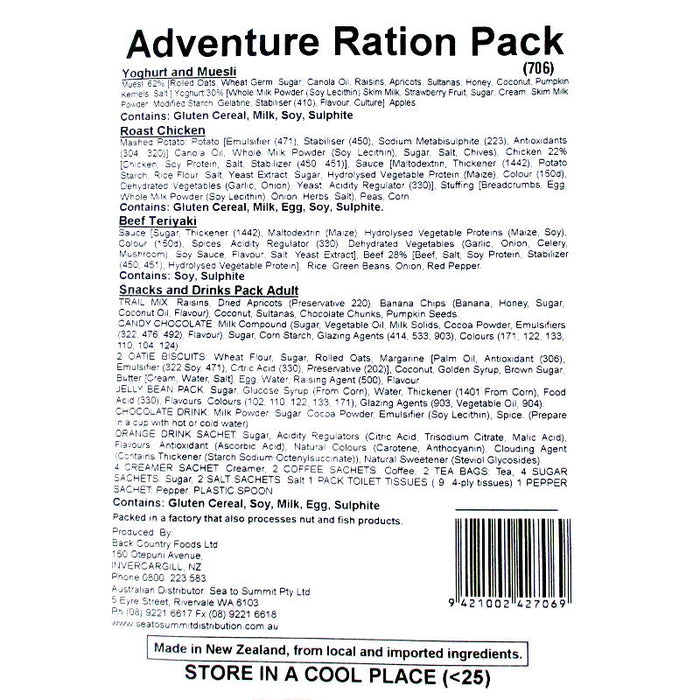 Back Country Cuisine - Adventure Ration Pack - Back Country - MRE