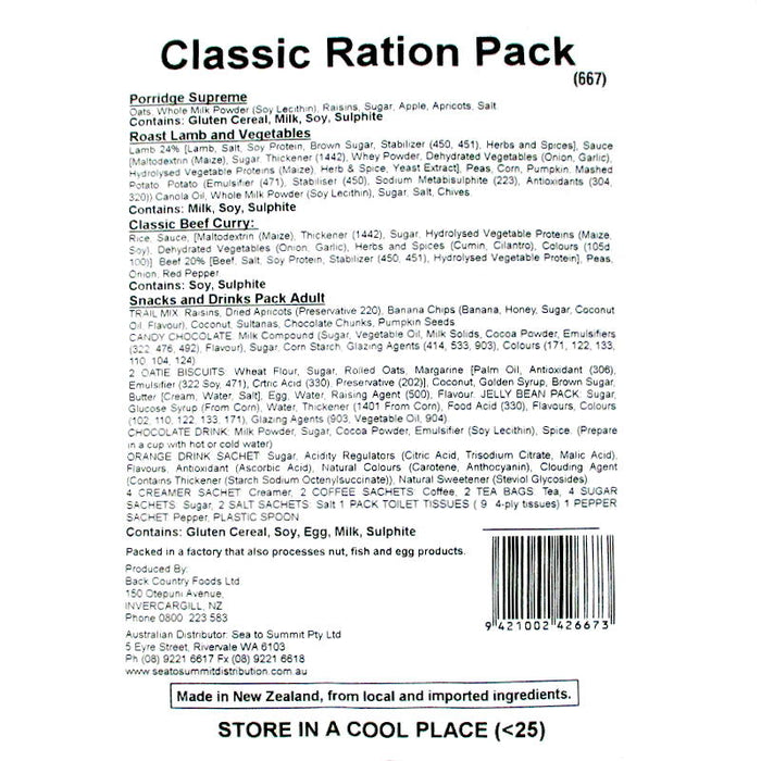 Back Country Cuisine - Classic Ration Pack